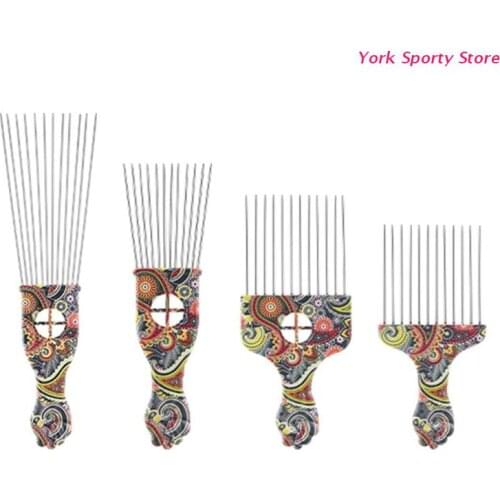 Afro Pick Hair Picks Stainless Steel Pick Comb Detangle Wig Braid Hair Styling Combs Hairdressing Tool For Salon Home Use