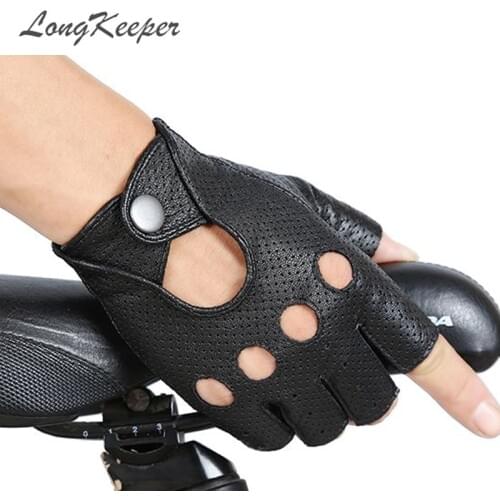 LongKeeper Fashion Black PU Half Finger Driving Show Women Gloves Punk Jazz Fingerless Gloves For Women Luva Guantes G222