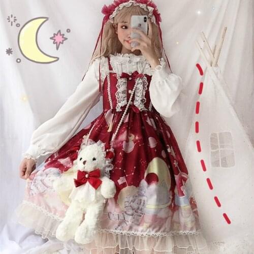 Lolita Dress Astronaut Moon Printing Sweet Japanese Kawaii Girls Princess Vintage Gothic Printed Patterns Summer dress