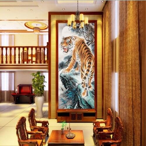 Drop Shipping Custom 3D Photo Wallpaper Magnificent Tiger Entrance Background Murals Living Room Bedroom Decorative Wallpaper