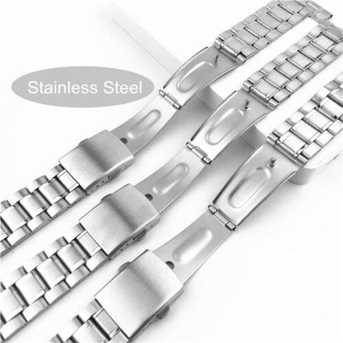 Stainless Steel Strap 14mm 16mm 18mm 20mm 22mm Metal Watch Band Link Bracelet Watchband Silver Replacement Bracelet Watch Strap
