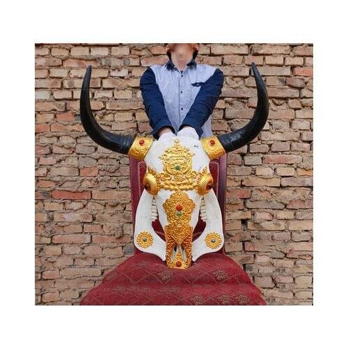 Crafts White Bovine Skull Crafts Yak Ornaments Bovine and Sheep Specimens Features Handmade Wall Hanging Bovine Head
