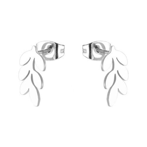 1Pair Sweet Tiny Leaf Earring Stainless Steel Earrings Simple Olive Branch Ear Studs Jewelry For Women Girls