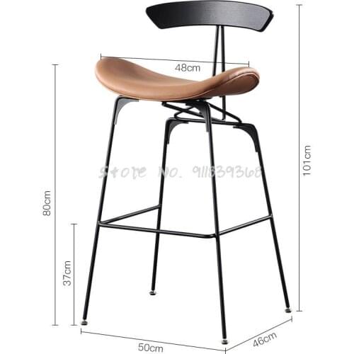 Nordic Modern Simple Bar Chair Light Luxury Back High Chair Net Red Leather Iron Art Ant Chair Bar Chair