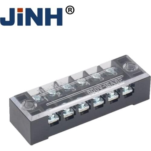 TB Series 15A/600V 6Positions Dual Row Barrier Screw Terminal Block Wire Connector Fixed Wiring Board