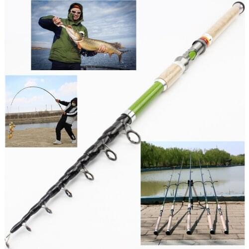 2.1m 2.4m 2.7m 3.0m 3.6m Telescopic Fishing Rod carbon wooden handle Spinning Rod Extra heavy carp fishing sea pole pescar