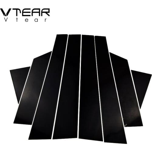 Vtear For MG ZS window sticker Glossy black trim B C pillar anti scratch mirror surface cover accessories 2016- 2019