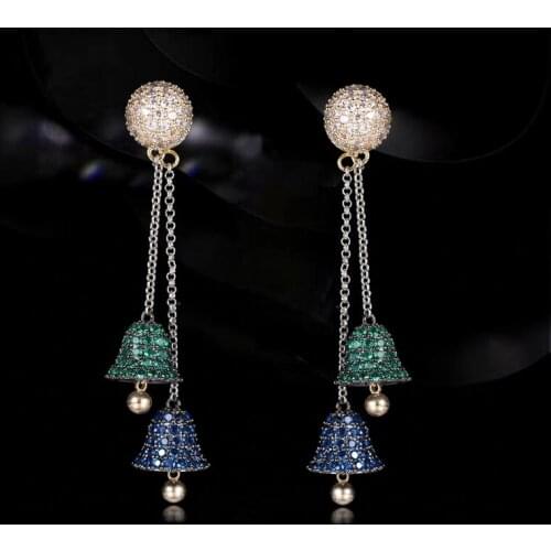Retro Multicolor Bells Women Earrings 2021Trend Cubic Zircon Ball Advanced Luxurious Earring Fashion Simplicity Tassel Jewelry