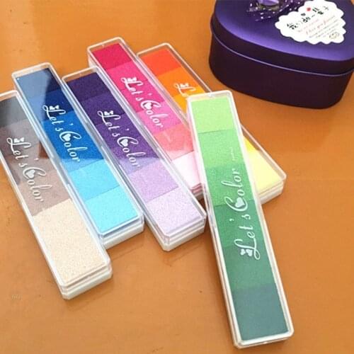 1pc 6 Colors Gradient Inkpad Craft Oil Based DIY Ink Pads Fingerprint Stamp Pad for Scrapbooking Decoration Kids Gift