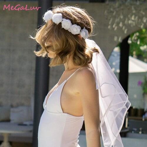 1pc Bachelorette Party Flower Veil Boho White Flower Crown Bride to Be Gift Bridal Shower Wedding Decorations Party Favors