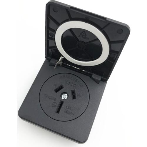 10PCS 250V 10A IP44 Australia New Zealand Industry Waterproof Dustproof Socket Black AU Waterproof Power Connector Socket