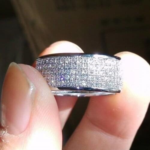 2021 Hot Classic Full AAA White Zircon Wedding Rings For Women Luxury Silver Plated Female Bride Jewelry Engagement Party Gifts