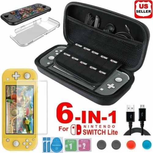 2021 New For NinTen D Switch Lite Case Bag Storage+Shell Cover+Tempered Glass Mini Protector Case Accessories 6 In 1 Storage Bag