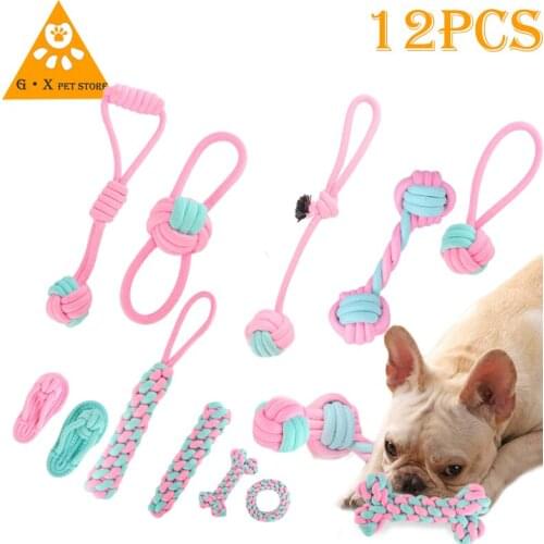 4pc/8pc/12pc dog toy pet toy pet supplies light blue cotton rope knot toy bite molar interaction pupppuppies teething toy cotton