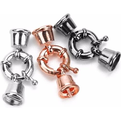 5set/lot 13mm 17mm Round Leather Cord End Fastener Clasps for Bracelets Copper Buckle Clasps Connectors DIY Jewelry
