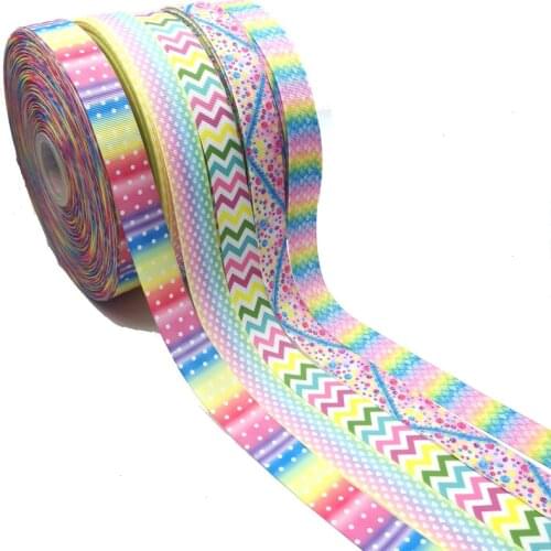5 Yards 25MM Rainbow Cartoon Ribbon Grosgrain DIY Handmade Ribbons For Hair Accessories Crafts Custom Ribbon Decoration Sewing