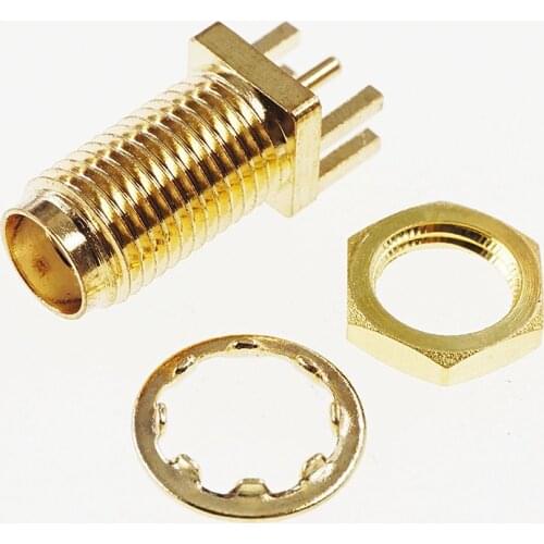 5 pcs Gold Plate SMA Jack Receptacle Female Socket 50 Ohm Board Edge End Launch Solder Tab coaxial RF connector 16.5mm Height