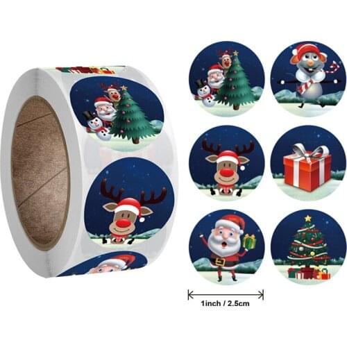 500PCS/Roll Christmas Stickers Cartoon Kawaii Santa Claus Stickers For Party Gift Christmas Decoration Label Stationery Stickers