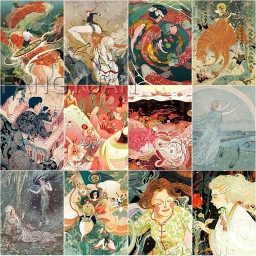 5D Diy Diamond Embroidery Mosaic Cartoon Portrait Watercolor Painting Full Rhinestone Picture Wall Art Home Bedroom Decoration