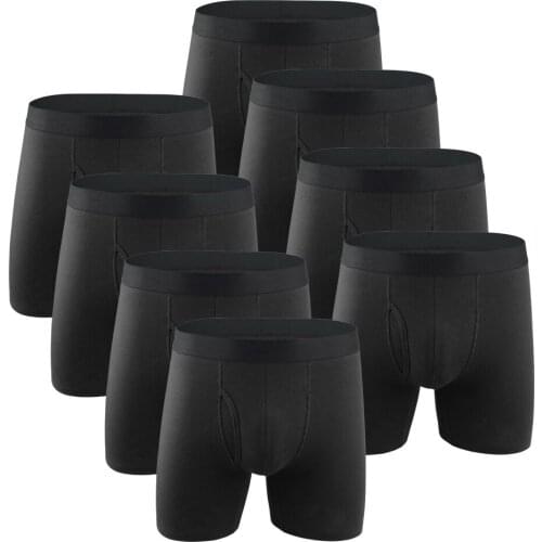 8pcs Underpants Men Boxers Cotton Long Panties Underwear Solid Boxershorts Loose Under Wear Plus Size Boxers boxer homme