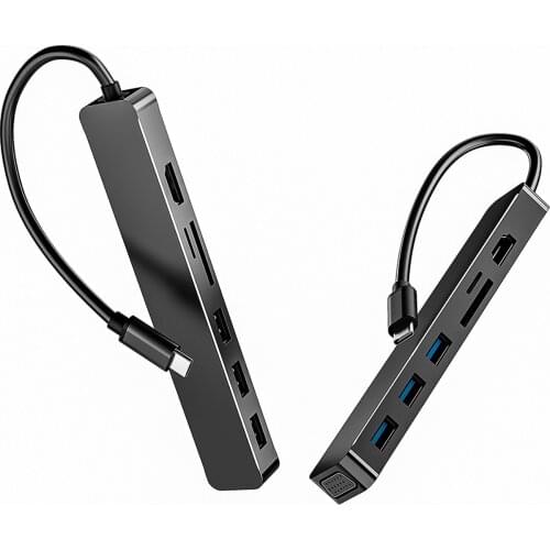 Hub Type C To HDMI-Compatible 4K USB 3.0 VGA 1080P 5Gbps Transmission Rate Adapter Card Reader 7 In 1 Type C Dock For Laptop