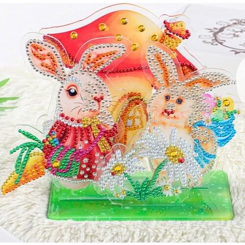 Children 5D Shining Rhinestone Acrylic Diamond Painting Cartoon Rabbit DIY Diamond Painting Cross Stitch Kid Birthdays Gifts Art