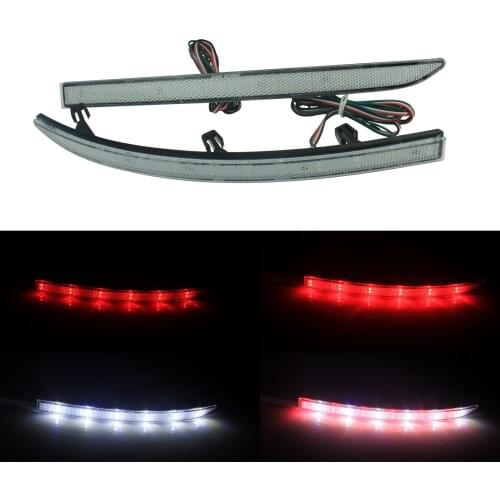 ANGRONG 2x LED Rear Bumper Reflector Reverse Stop Brake Light Lamp Clear Lens For VW Tiguan