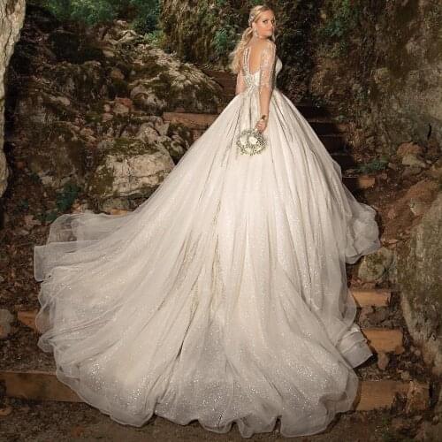 Sparking Lace Tulle Multi-layer Wedding Dress Luxury Crystals Diamond A-line Bridal Gowns Pretty Wedding Gowns Robe De Mariee