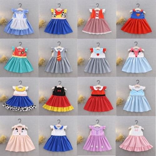 Disney Kids Dresses for Girls Princess Dress Christmas Party Children Clothing Birthday Bow Flower Cartoon Elegant Summer