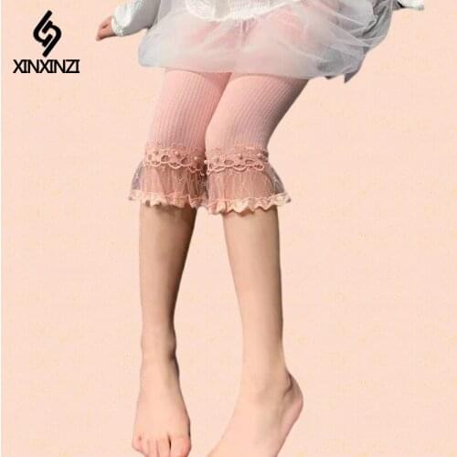 Girls Knee Length Kid Fifth Pants Candy Color Children Cropped Clothing Spring-Summer All-matches Bottoms Leggings