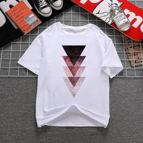 Women 90s Short Sleeve Summer tShirt New Geometric figure printed t shirt Harajuku Fashion landscape T-shirt
