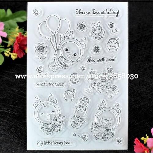 Have a Beeutiful day Bee well soon Scrapbook DIY photo cards rubber stamp clear stamp transparent stamp 10x15cm 8052812