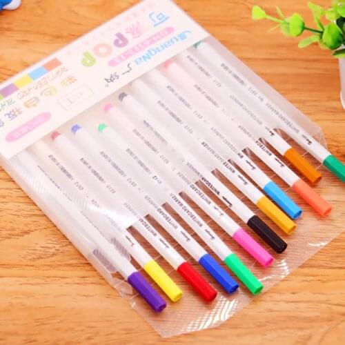 12 Colors Sketch Drawing Pens Manga Anime Graffiti Art Markers Felt Tip Brush Pen For Kids Gift Stationery School Supplies