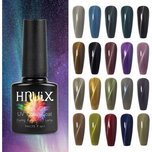 HNUIX 7.5ml Nail Polish Magnet Cat Eye Set Soak Off Semi Vernis Permanant Holographic Glitter Gel Lacuqer UV LED Varnish