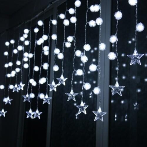 3.5m curtain light string Christmas fairy wedding party string lights window decoration EU/US plug star dandelion garland light