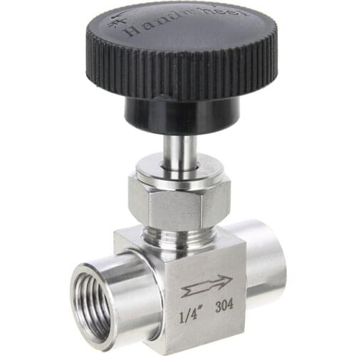 1/4" Needle Valve Stainless Steel Needle Valve 1/4" Female Thread Water Gas Oil Valve Flow Control Shut Off Valve Part Black