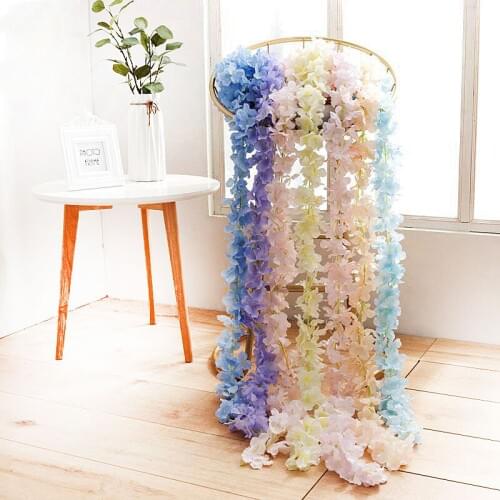 Artificial Flower Wisteria Hydrangea Flower string Flowers wall Wedding Decoration For Wall background wedding