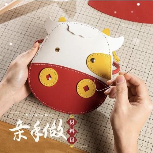 Lucky OX Bull animal PU Bag Handbag Material Set DIY Handmade