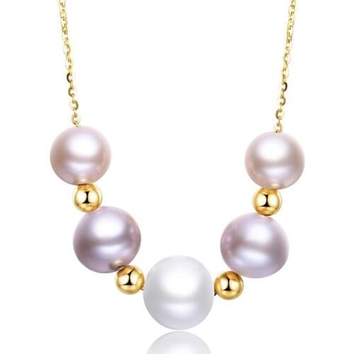 MADALENA SARARA AAA Freshwater Pearl Necklace Simple Beauty Pearl Necklace 9-11mm Natural Edison pearl 18k Gold Chain Necklace