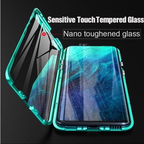 Magnetic Case for OPPO Find X2 Pro Case Realme X2 Pro X50 Reno 2 3 Pro XT K5 Ace Case Clear Tempered Glass Double-side 360 Cover