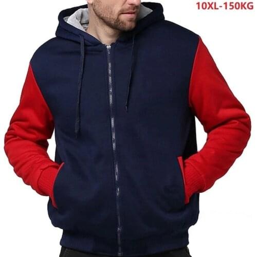 Winter spring men patchwork Sweatshirts warm fleece parkas hooded hoodies thick hoody large size 8XL 9XL 10XL big size hoody 70
