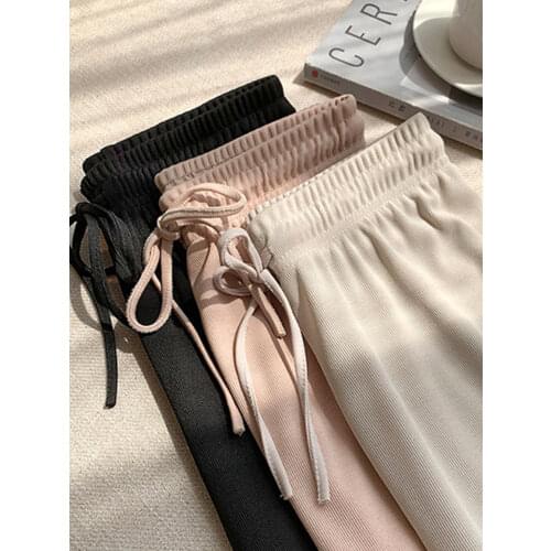 Soft Comfort Women Pants 2021 New High Waist Casual Summer Slacks Pants Women Ice Silk Ankle-Length Long Trousers Female Slacks