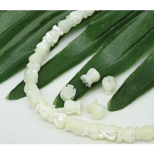 Natural white carved rose flower shell bead Mother of pearl Loose button beads for DIY jewelry making handmade