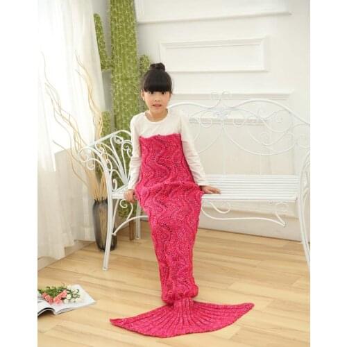 New Personality Ruffled Childrens Mermaid Sleeping Bag Blanket Knitted Girls Blankets Autumn Winter Warm Sleeping Bag Blankets