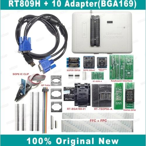 Original New RT809H NAND Flash Programmer with RT-BGA169-01 EMMC Adapter TSOP48 TSOP56 Best Reparing Tools