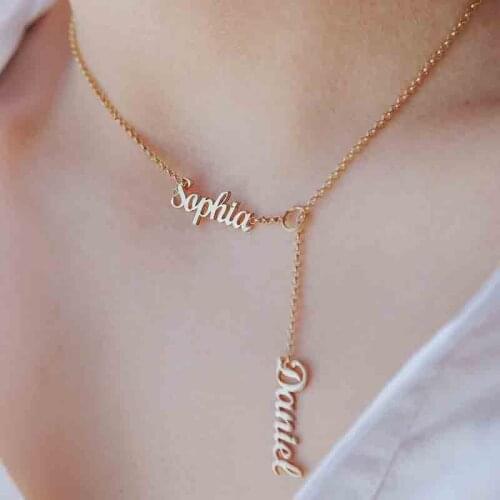 Fashion New Personalized Double Name Pendant Necklace For Women Stainless Steel Custom Two Nameplate Chain Jewelry Couple Gifts