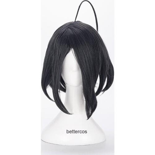 Pokemon Sword and Shield Allister Cosplay Wig Short Black Gray Styled Heat Resistant Synthetic Hair Wig + Wig Cap