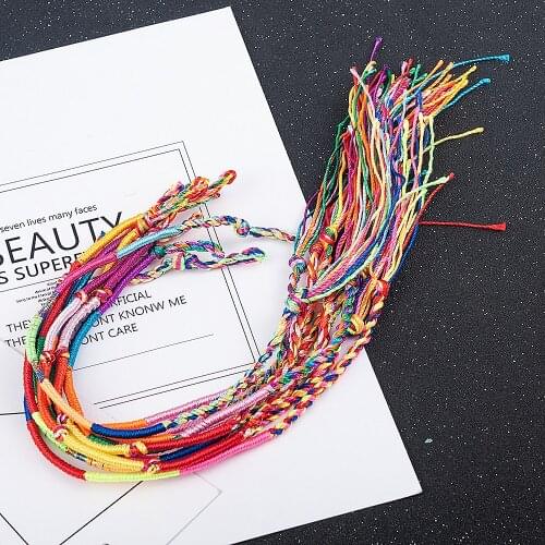 10Pcs/Sets Colorful Rainbow Color Mix Braid Bracelets women girls Jewelry Gift DIY Charm Handmade Rope Bangles Random Color