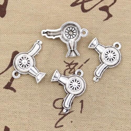 8pcs Charms Hair Dryer Blow 26x20mm Antique Tibetan Bronze Silver Color Pendant Findings Accessories DIY Vintage Choker Jewelry