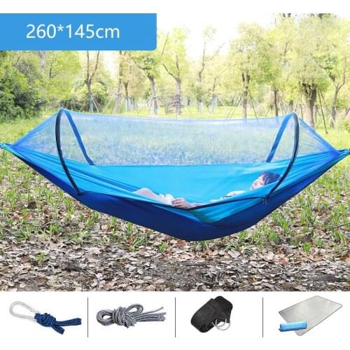 Portable Camping Hammock With Mosquito Net Outdoor High Strength Parachute Fabric Canopy Hanging Bed Hunting Sleeping Swing Beds
